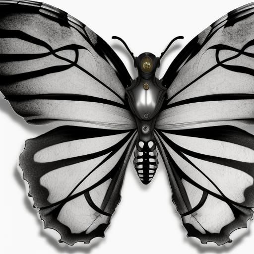 Steampunk Biohazard: Skeletal Butterfly in Haunted Forest