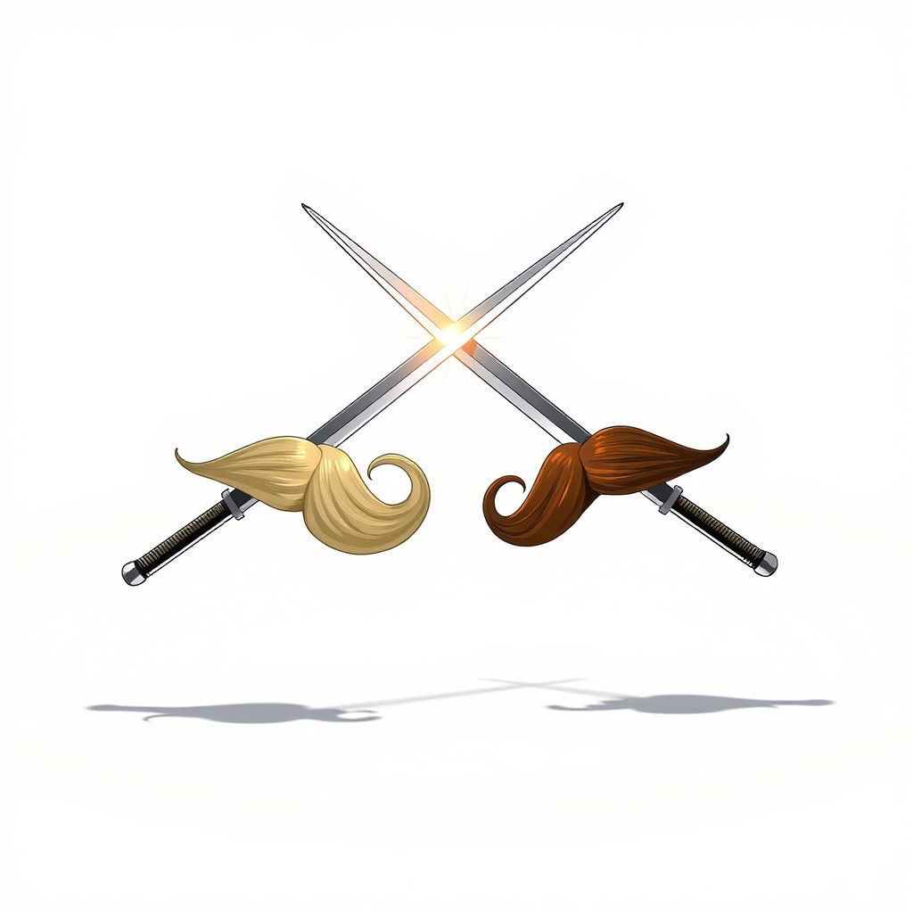 Mustache Duel in Comic Book Style