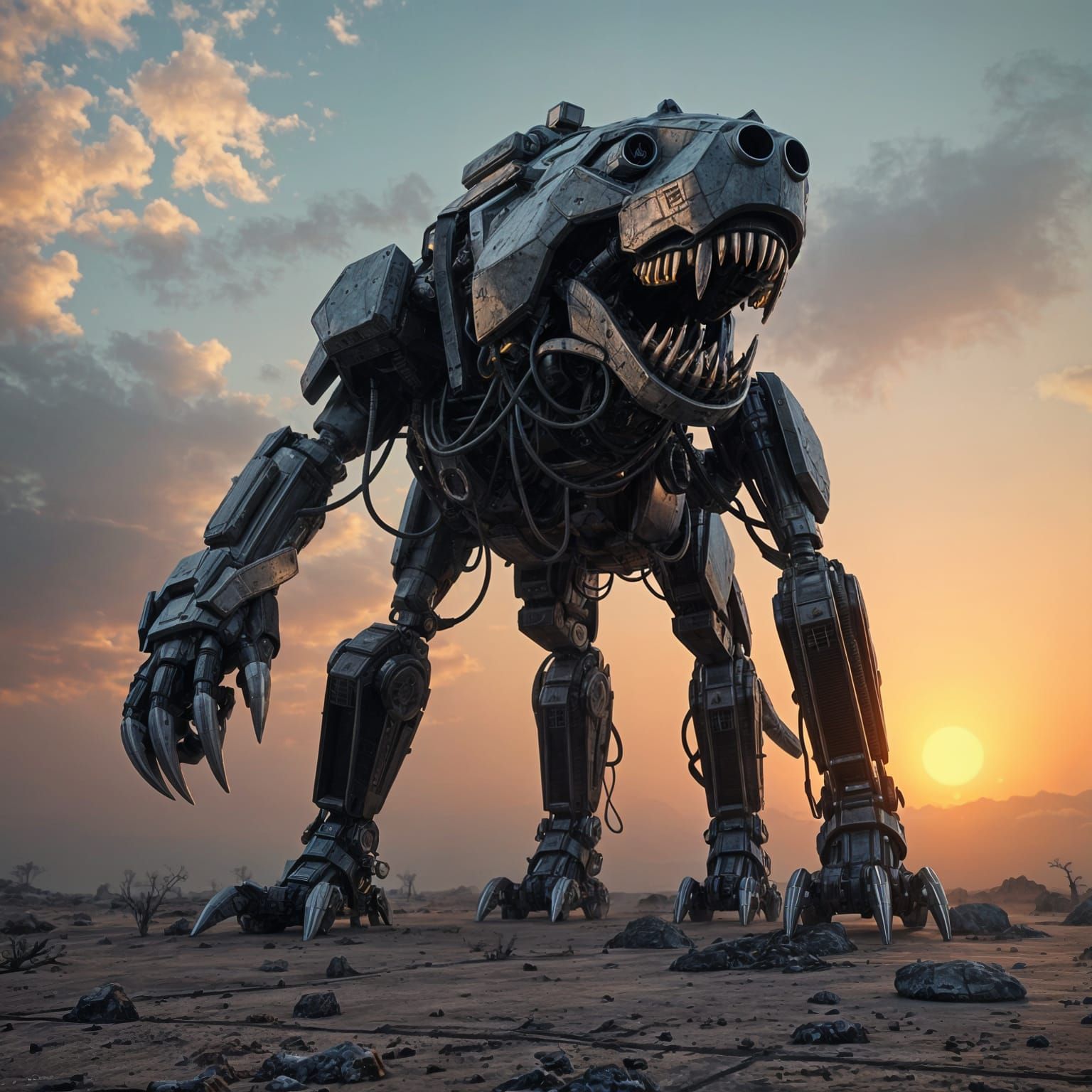 Gargantuan Metal Dog Rises from the Ruins in Cyberpunk Apoca...