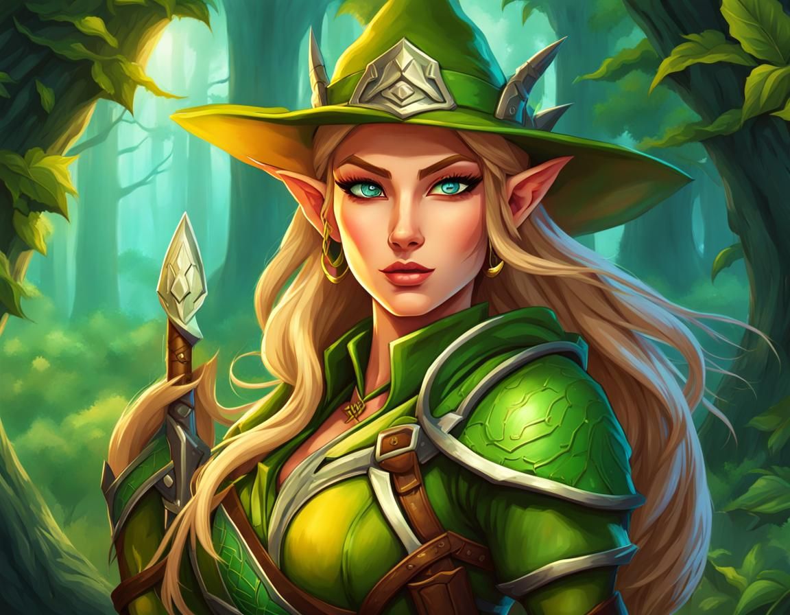 Enchanting Elf Ranger Illustration with Nature Bond