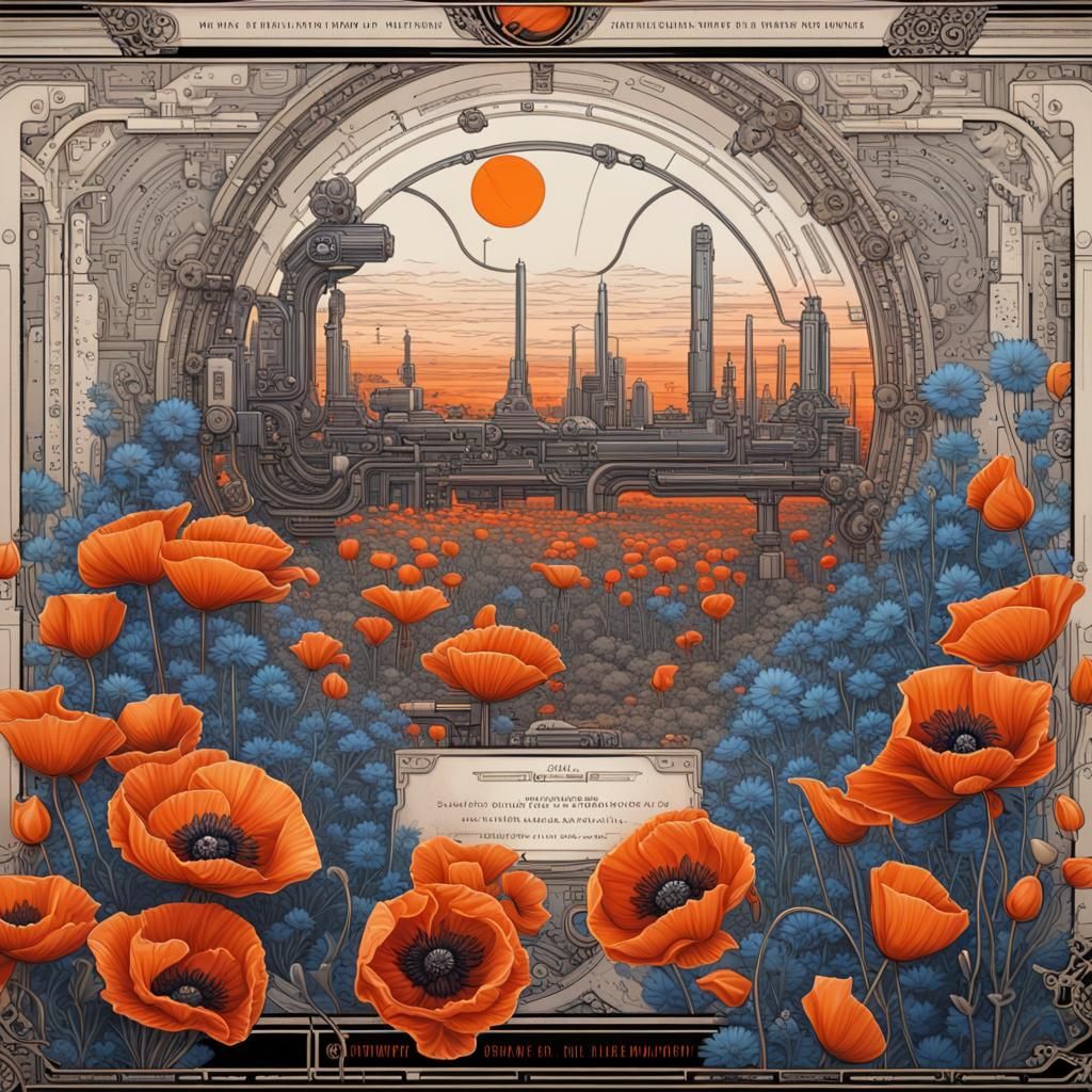 Vintage Sci-Fi Infographic with Floral Elements