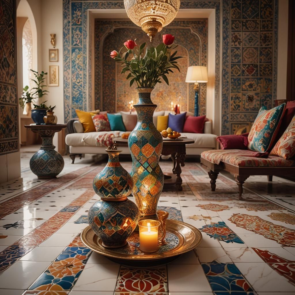 Exquisite Arabic Living Room in Photorealistic Digital Art