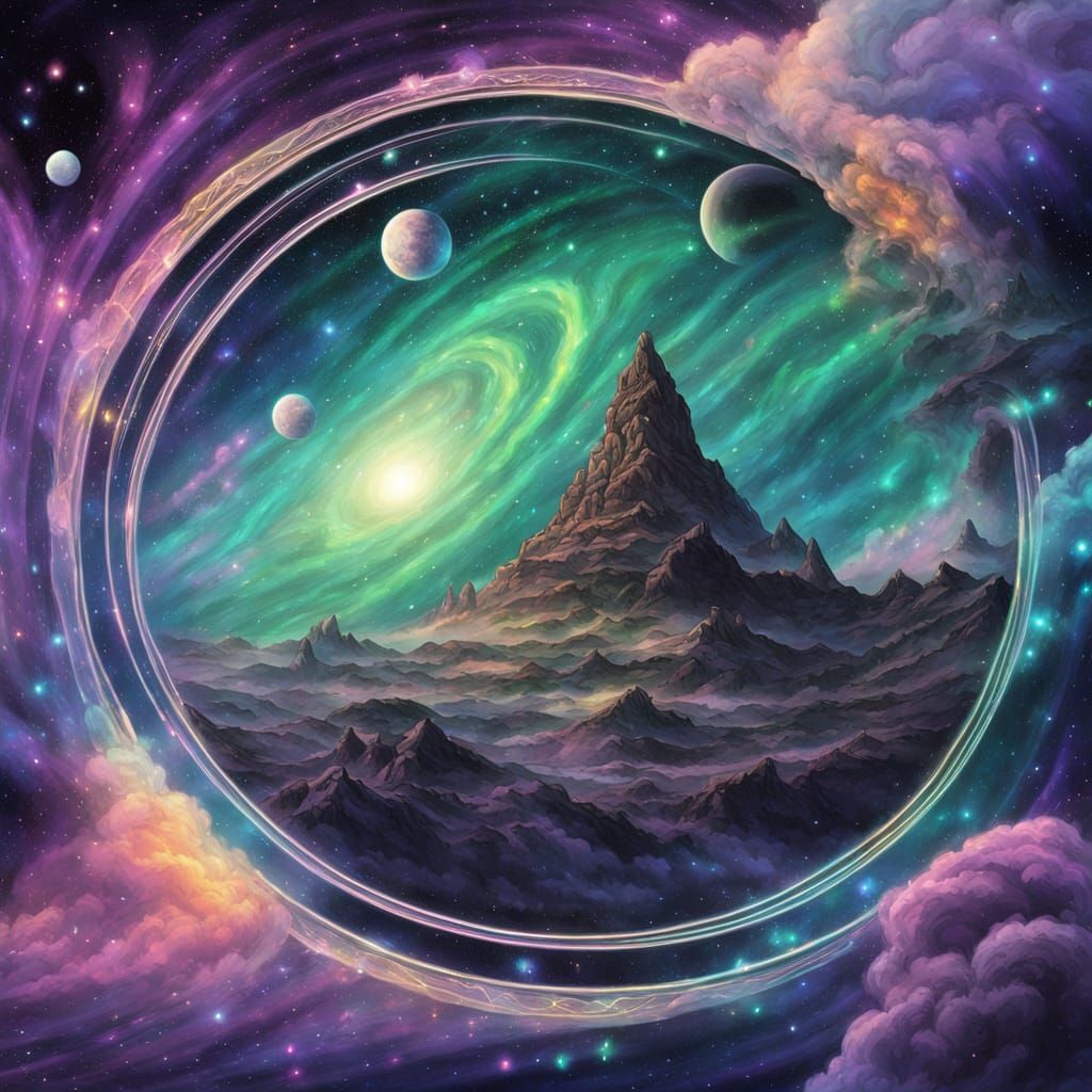 Cosmic Astronaut Amidst Vibrant Wormhole