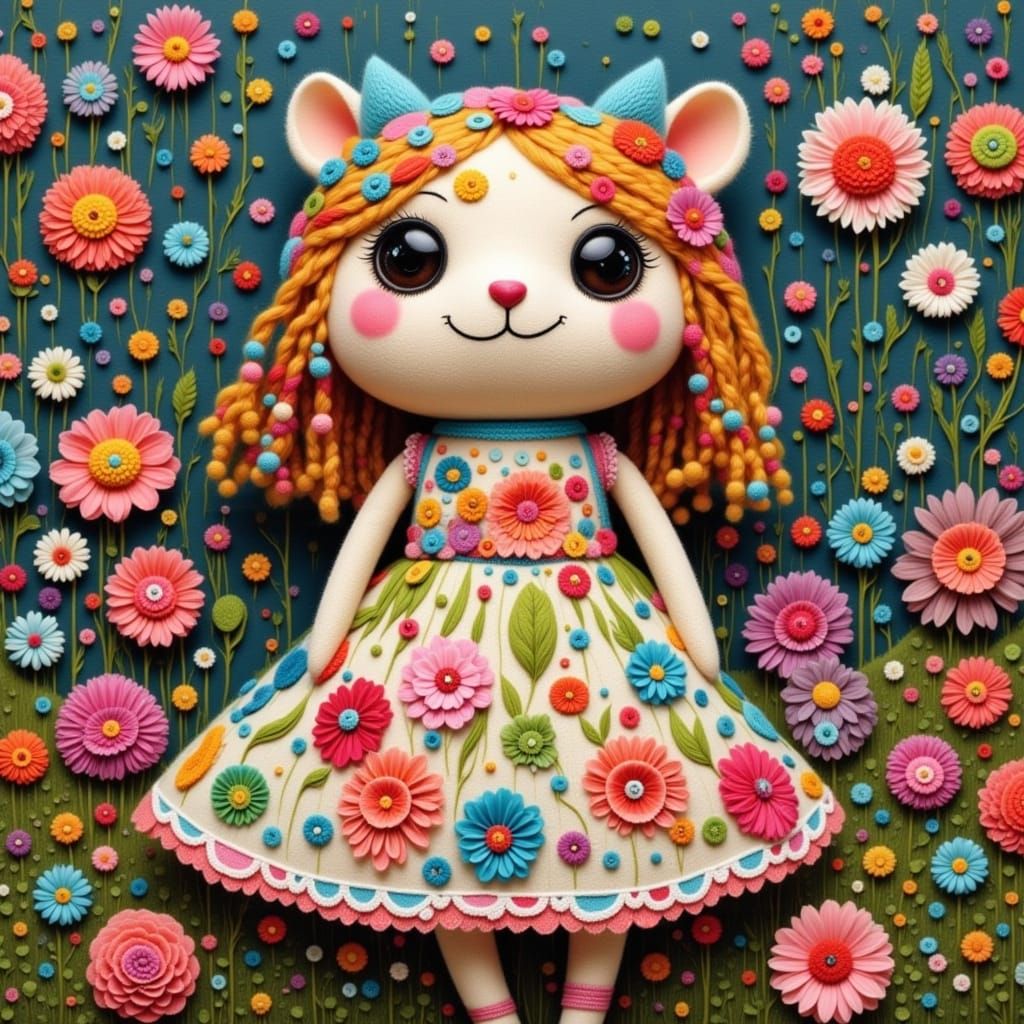 Cute Sack Doll in Whimsical Watercolor Style