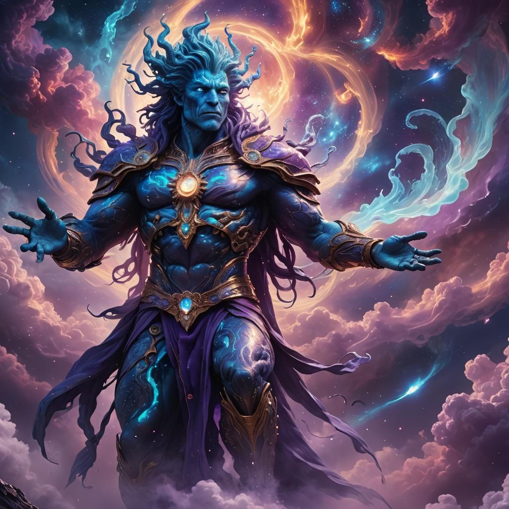 Omnipotent Being in Iridescent Stardust Vortex