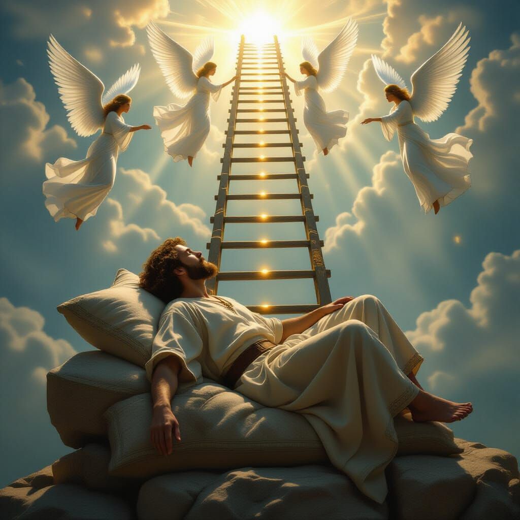 Jacob's Ladder: Angels Ascending in Dreamscape