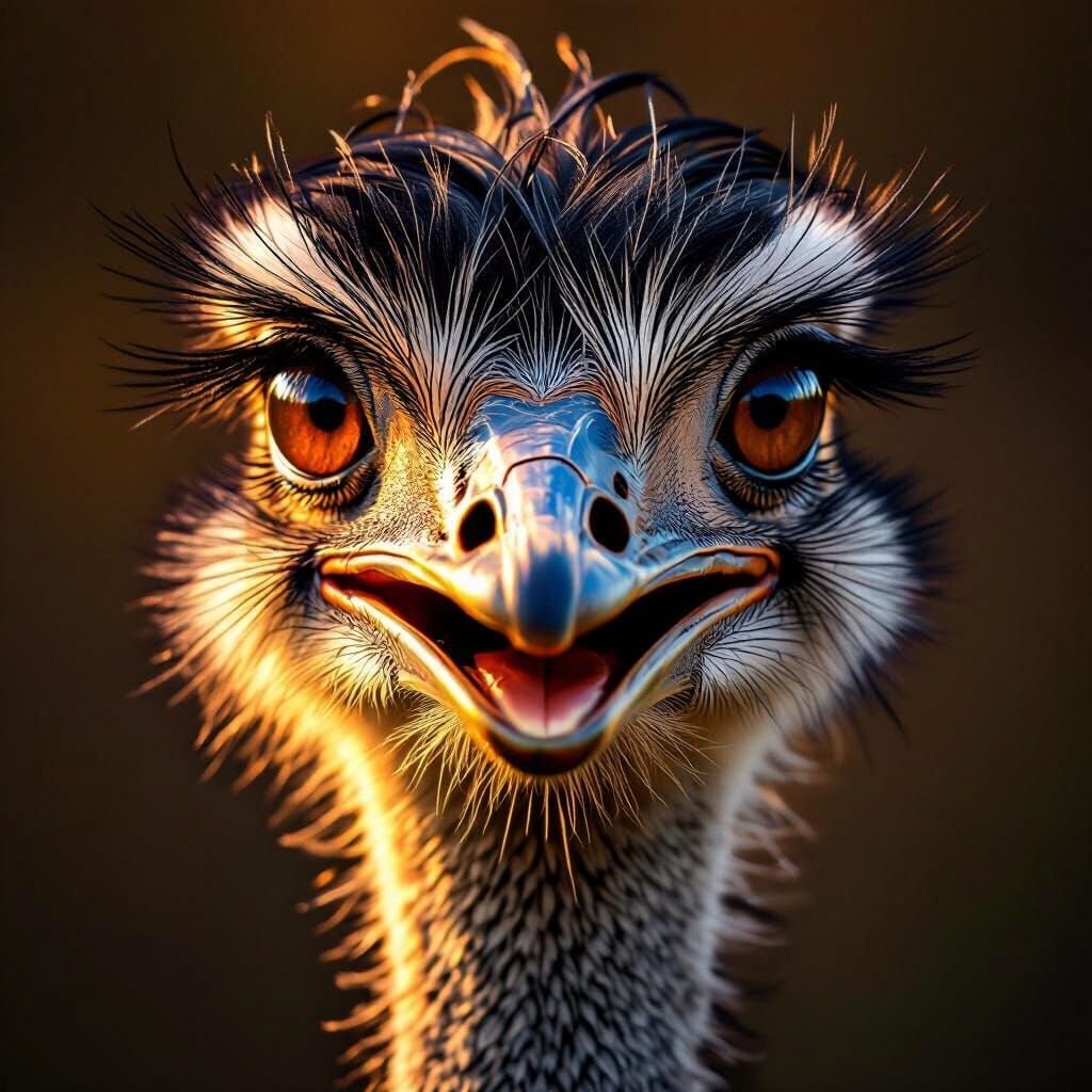Ostrich face close-up