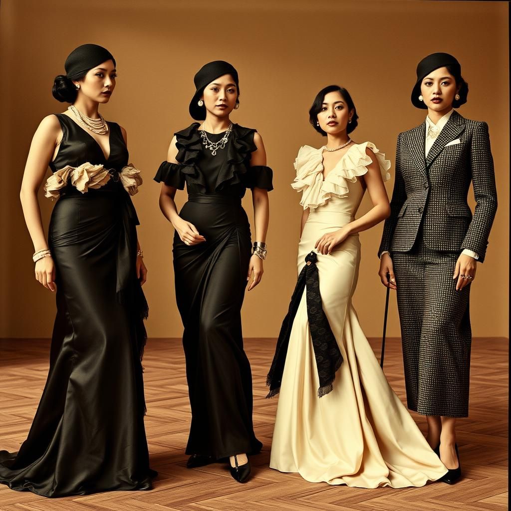 Elegant Native American Women in 1930s Fashion