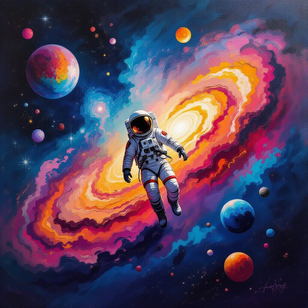 Astronaut Adrift in Psychedelic Cosmic Ocean