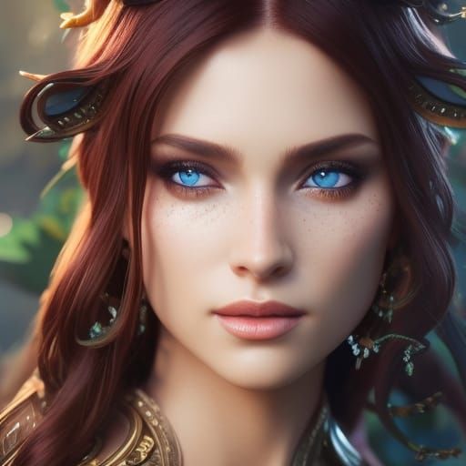 Ethereal Forest Maiden in Vibrant Colors