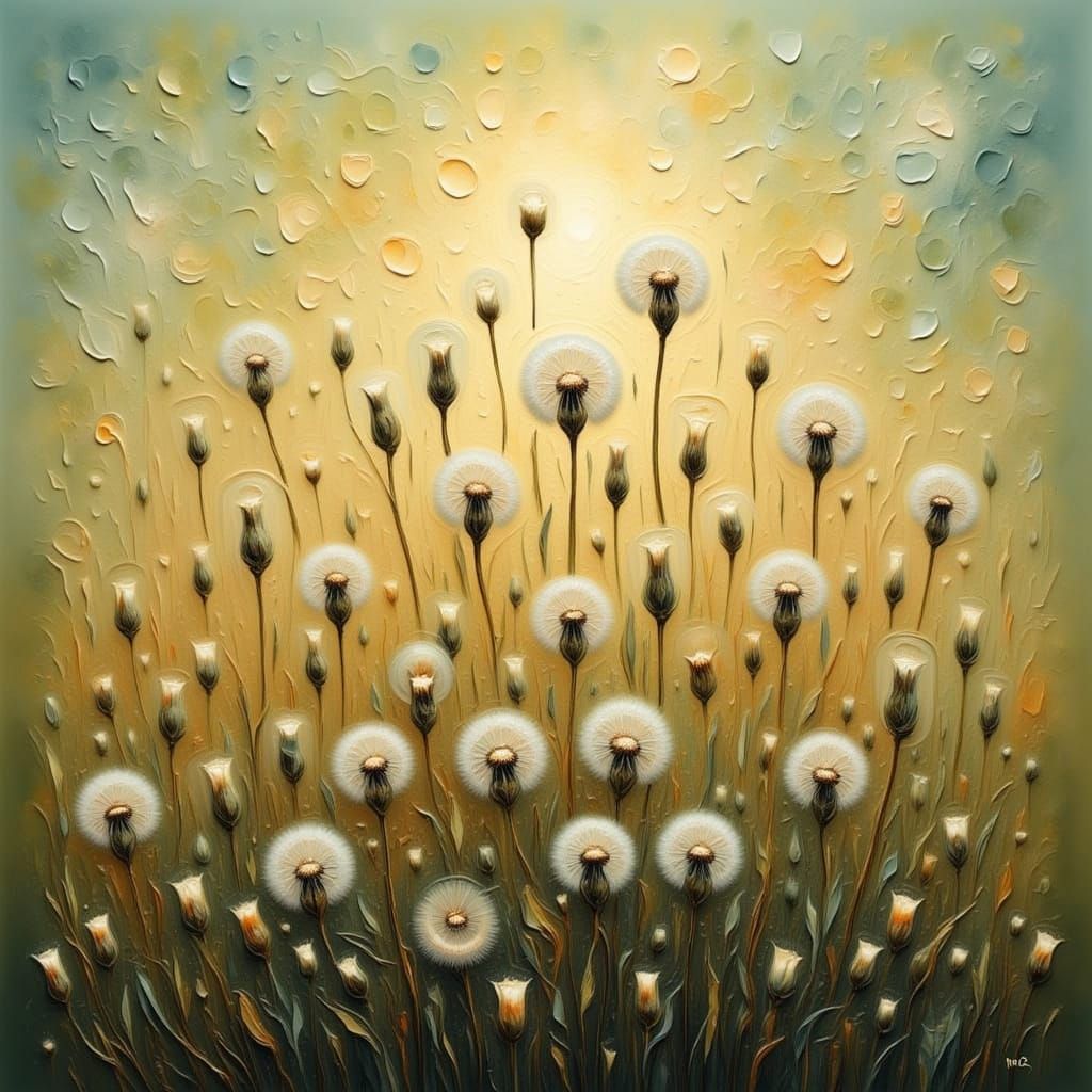 Dandelions in Soft Focus with Ethereal Backlighting