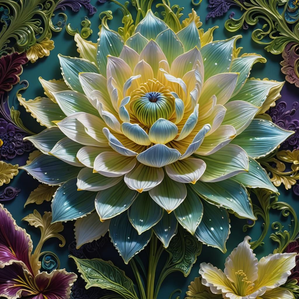 Ornate Fiber Optic Flower in Hyperrealistic Style