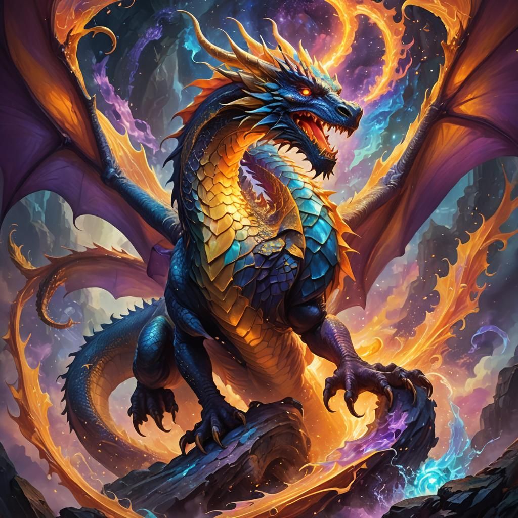 Glowing Dragon Emerges from Mystical Portal: Fantasy Art