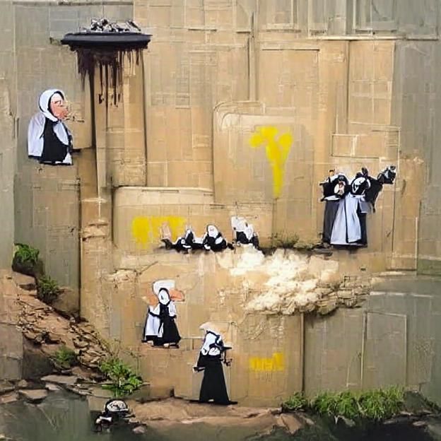 Banksy Style: Constipated Nuns Street Art