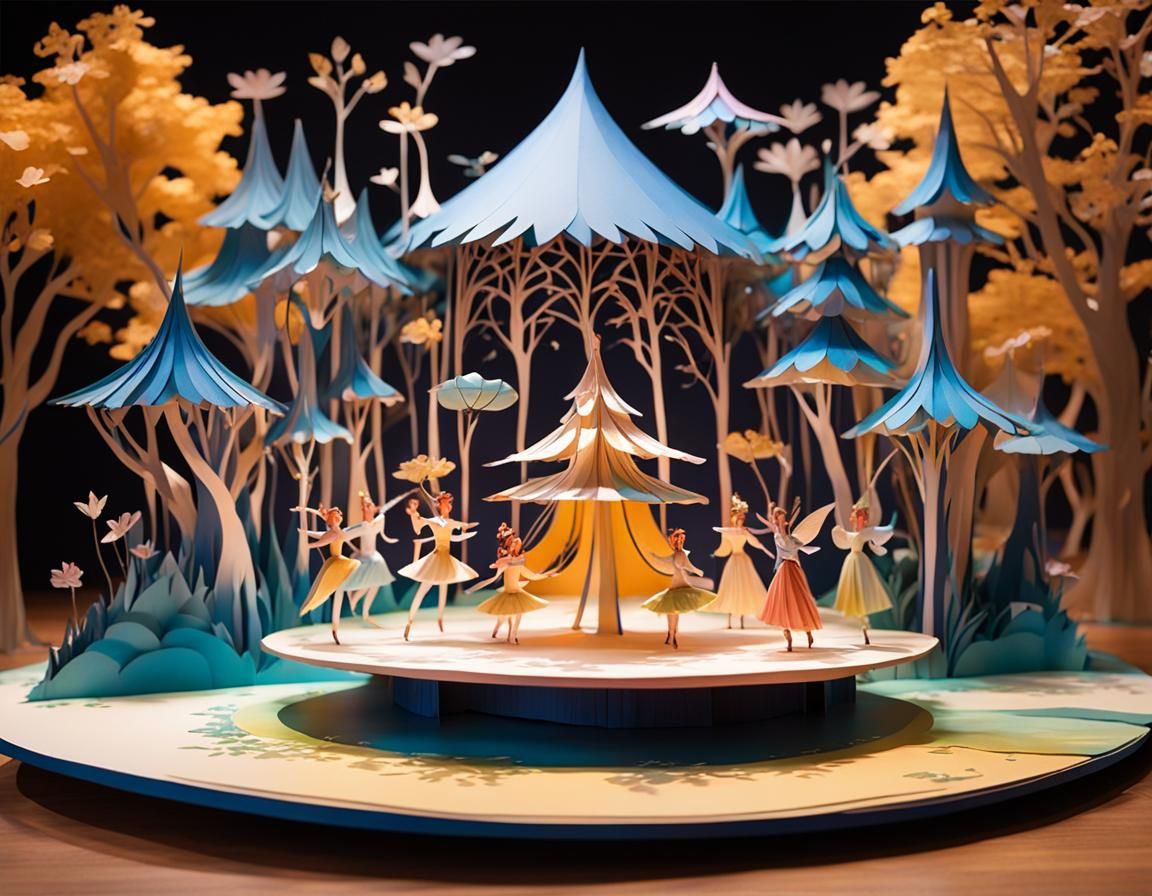 Fairies' Whimsical Performance on 3D Pop-Up Book Stage