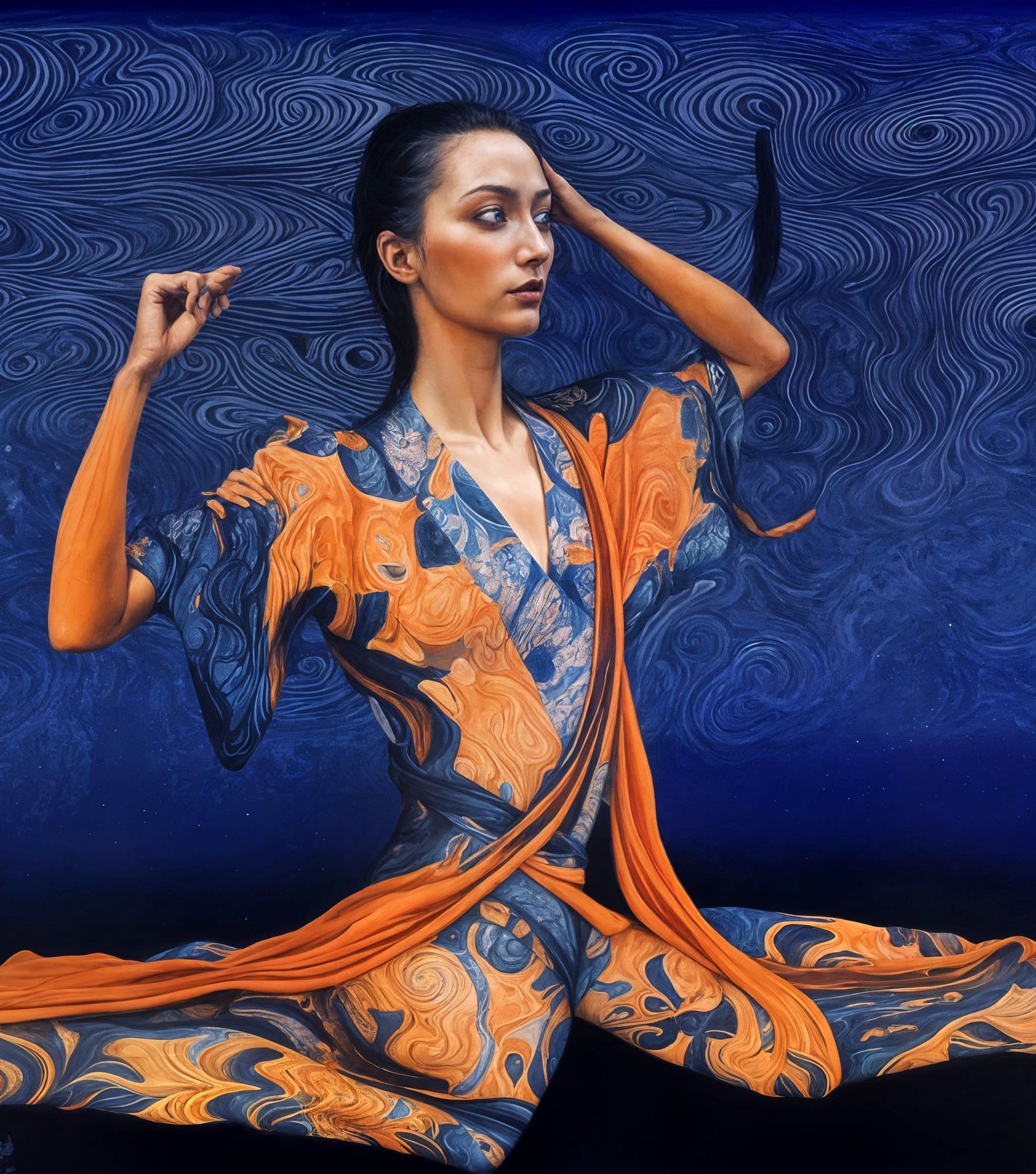 Loneliness in Kimono: A Hyperrealistic Amanda Sage Painting