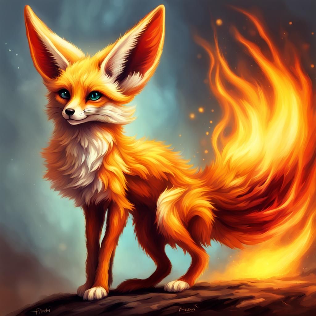 Flaming Fennec Fox Fairy in a Fiery Fantasy