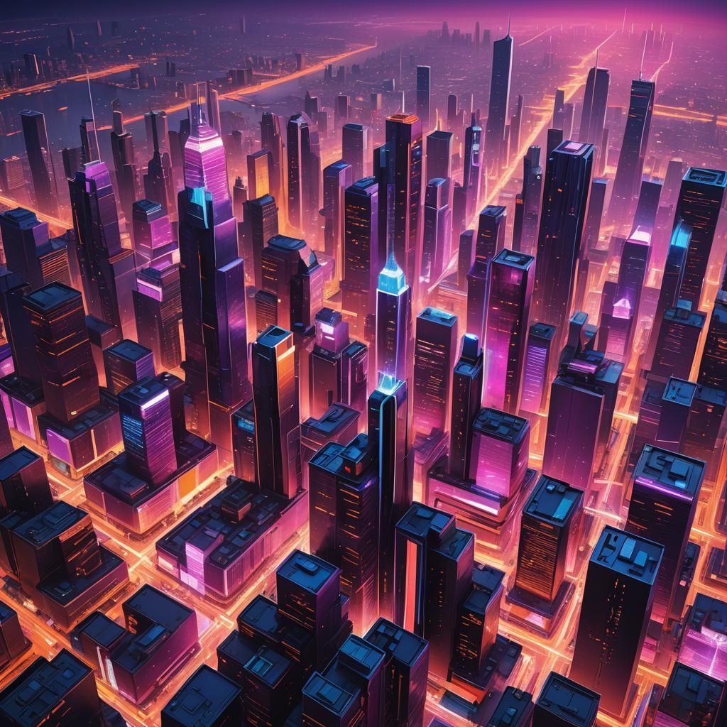 Dazzling Futuristic Cityscape with Neon Lights