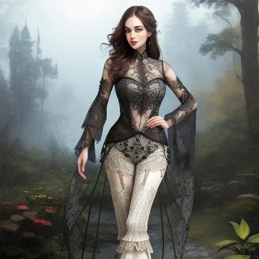 Whimsical Fractal Lace Pants Digital Art