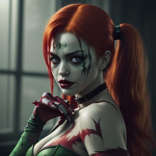 Harley Quinn as Poison Ivy: Hyperrealistic Digital Art