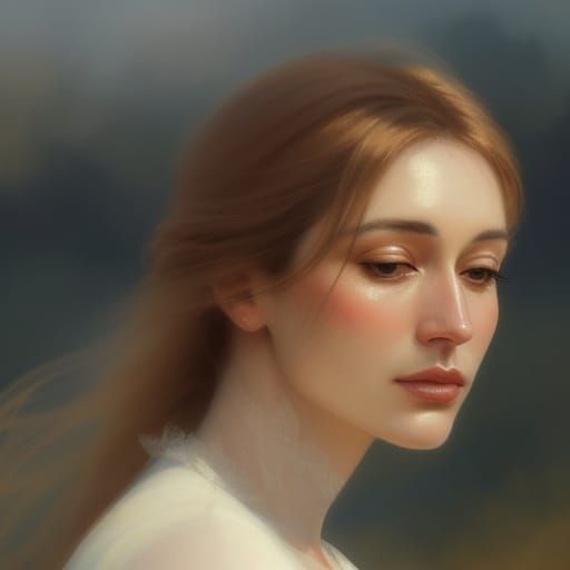 Impressionist Painting of Person with Bun in Soft Focus