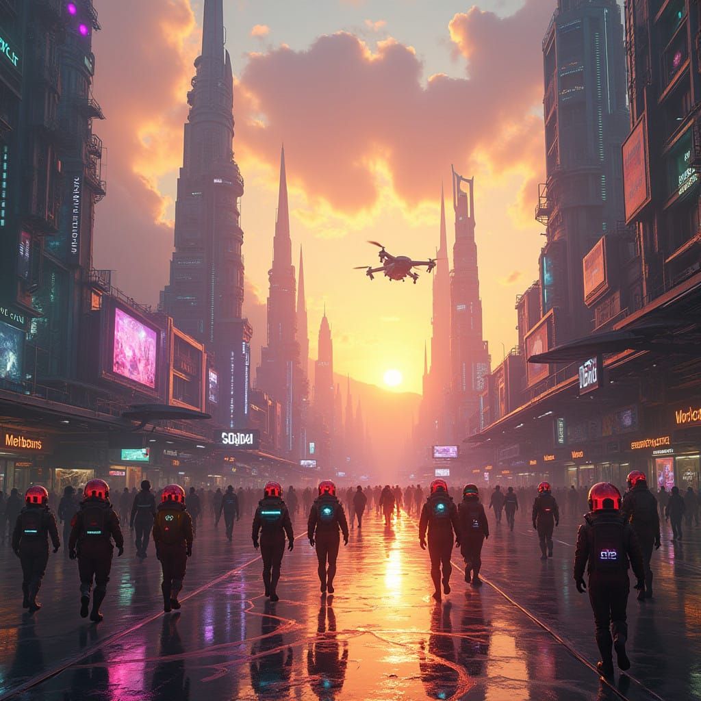 Sleek Futuristic Metropolis with Crystal Spires and Silver S...