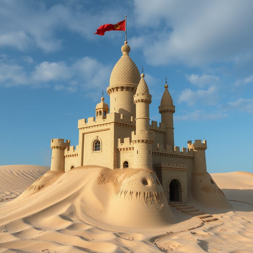 Majestic Desert Fortress Made of Shifting Sand