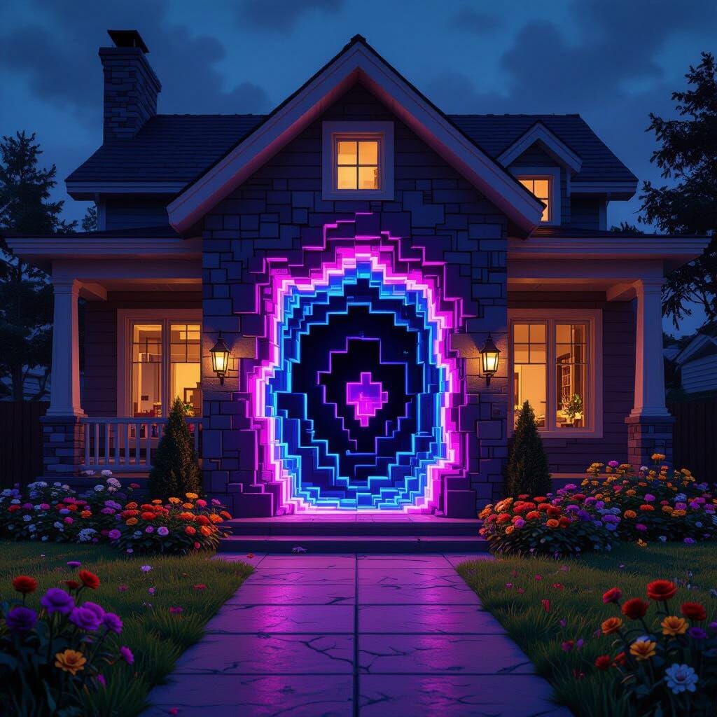 Suburban House with Minecraft Nether Portal