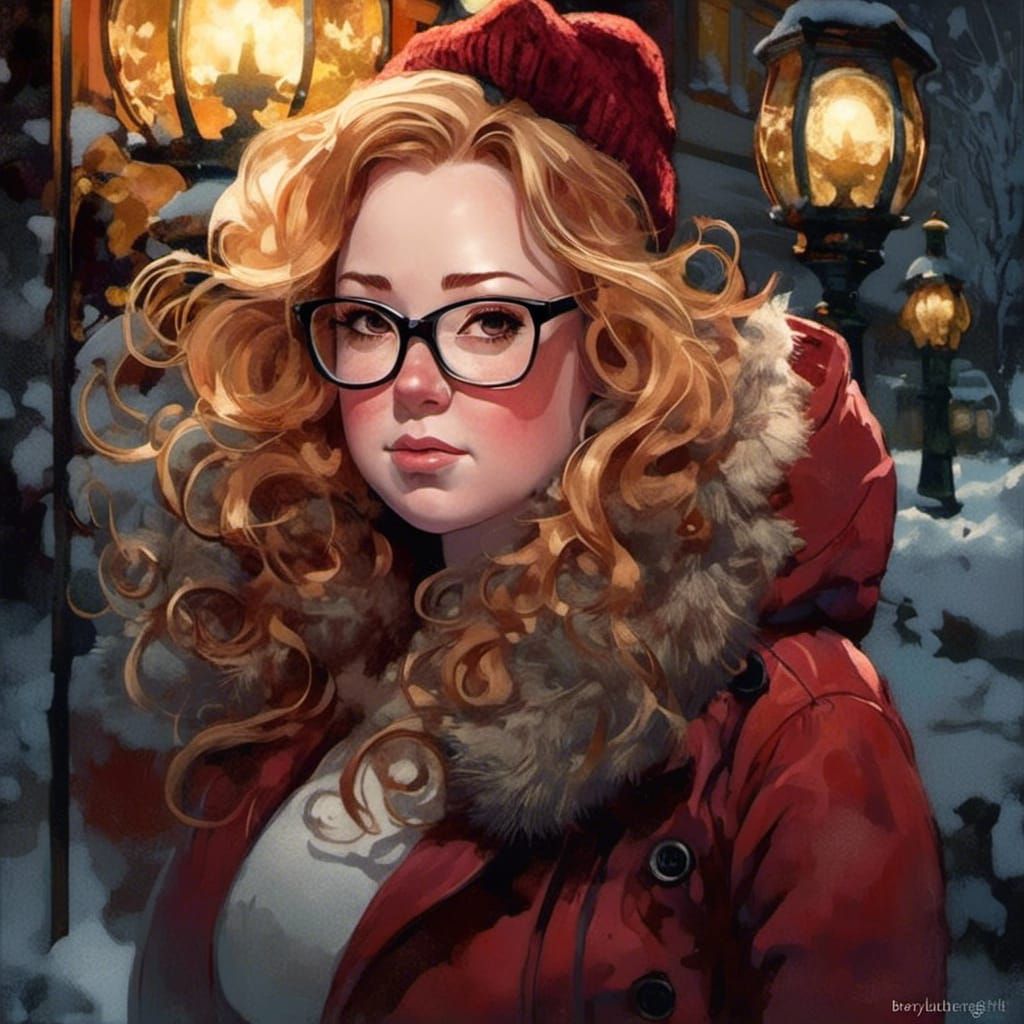 Christmas Pin-Up in Dark Gritty Watercolor