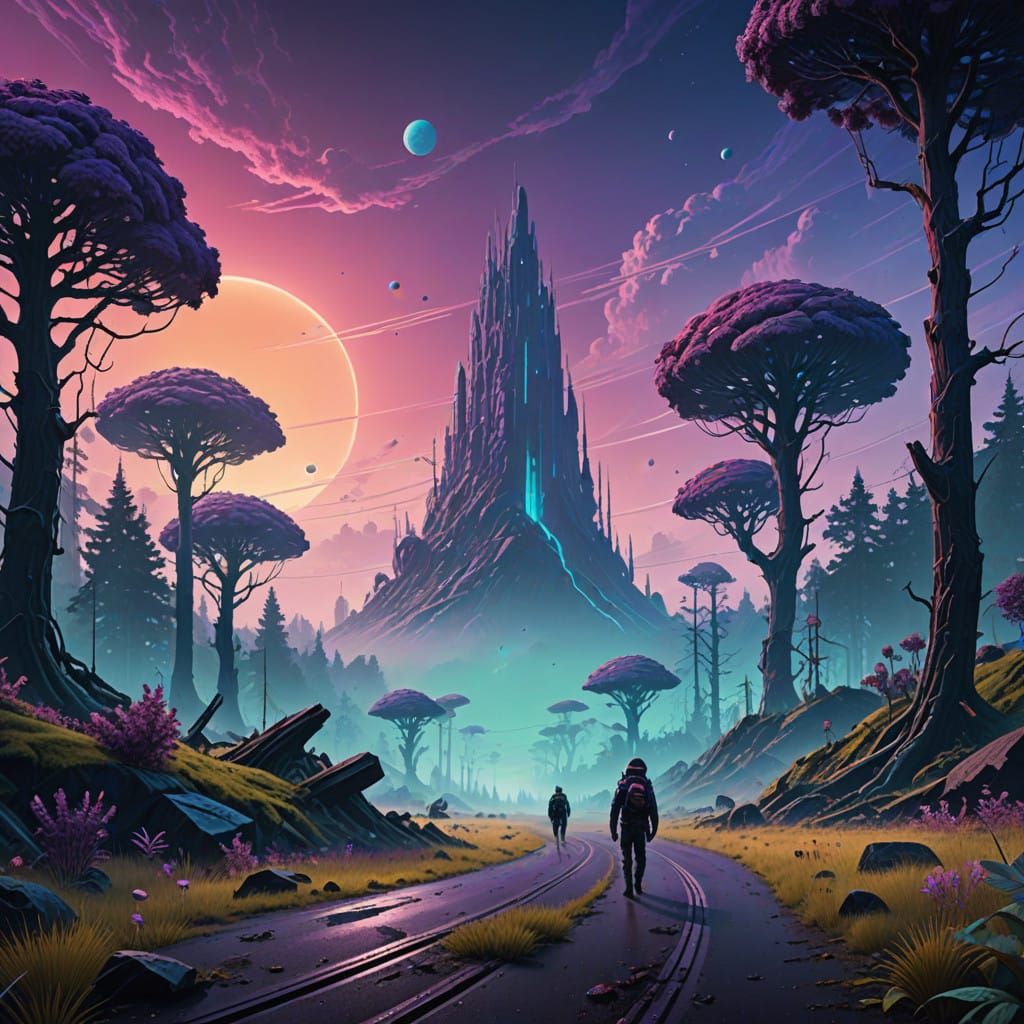 Mysterious Alien Forest in Vibrant, Hyper-Realistic Colors