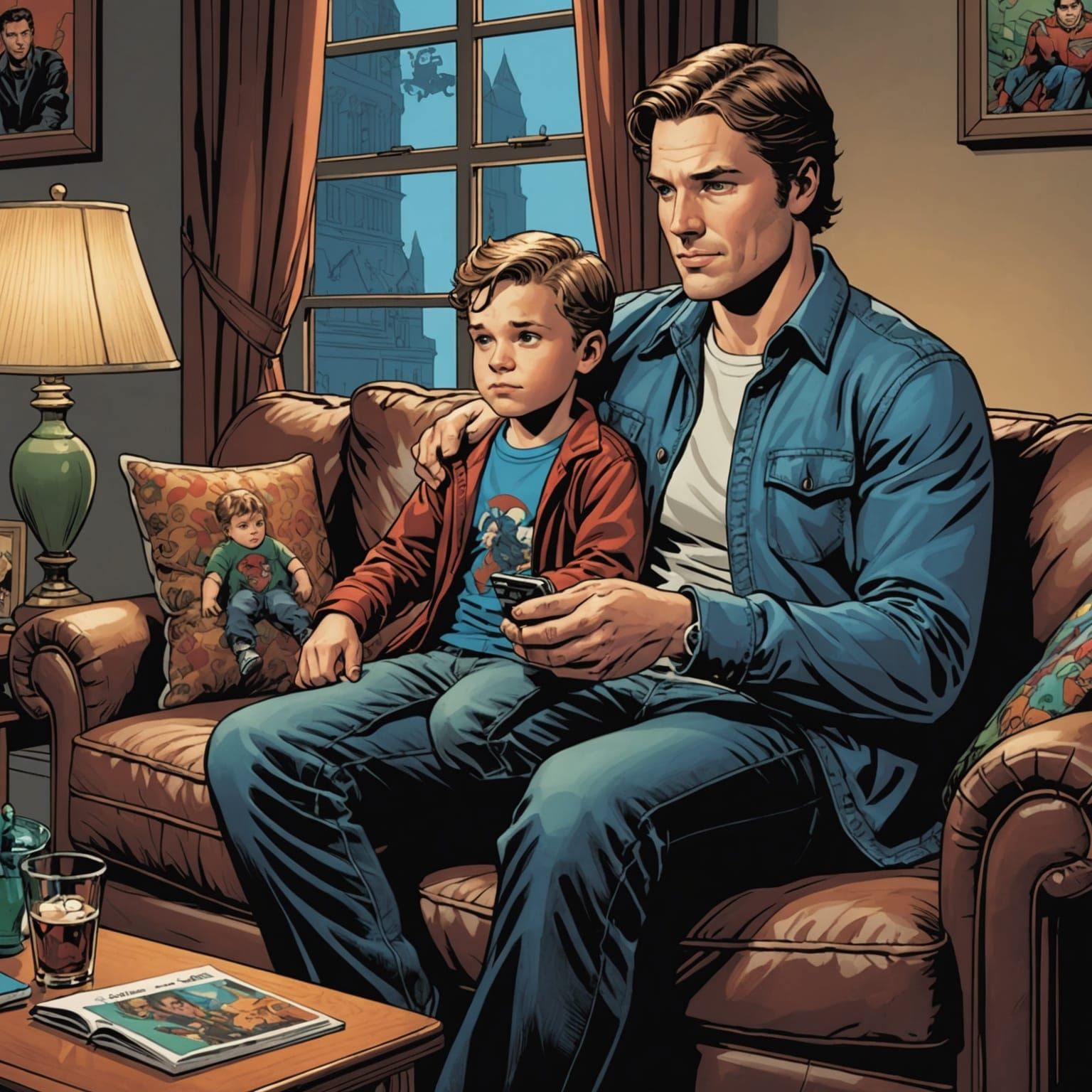 Babysitter and Child in Comic Book Art