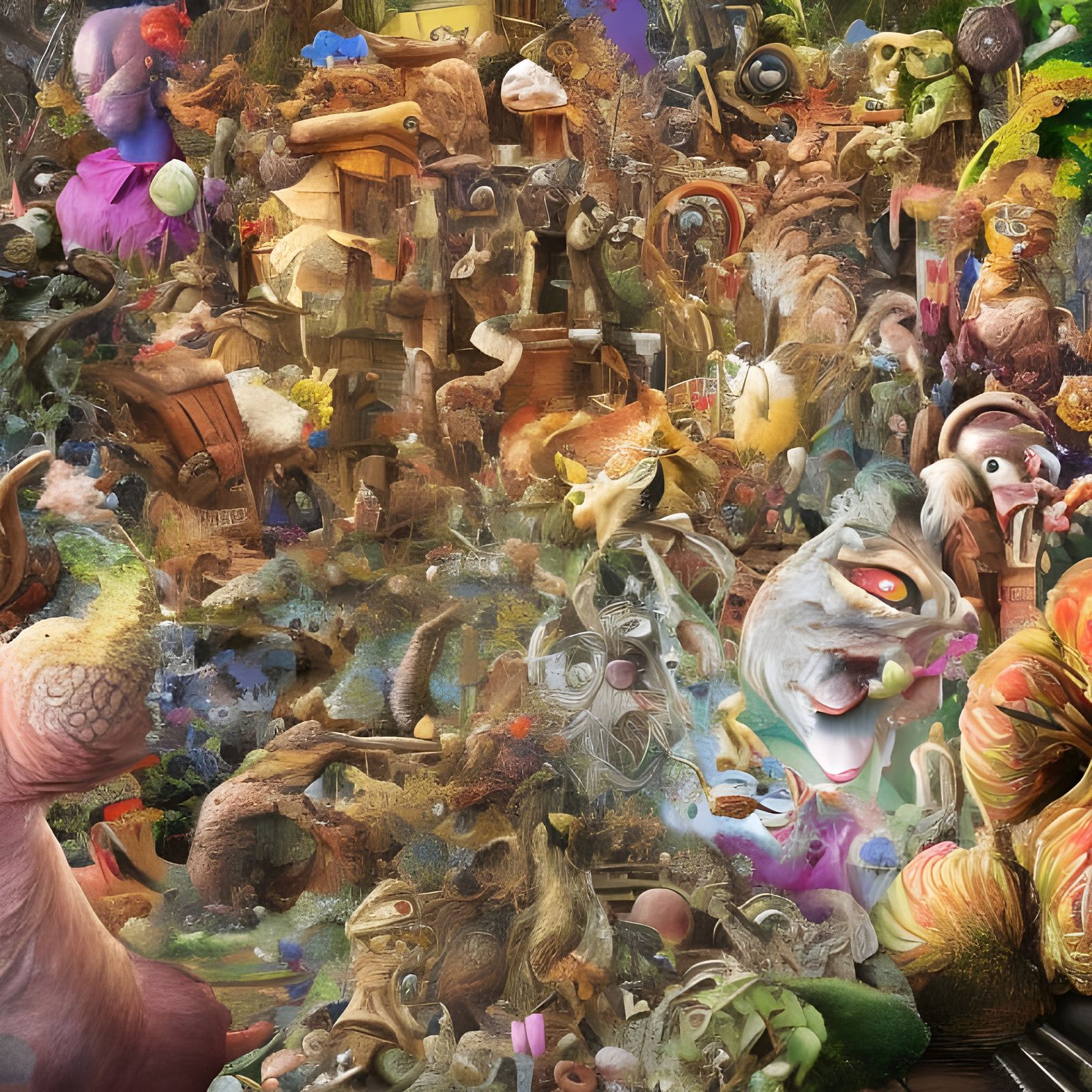 Futuristic Cityscape with Bizarre Creatures in Digital Art