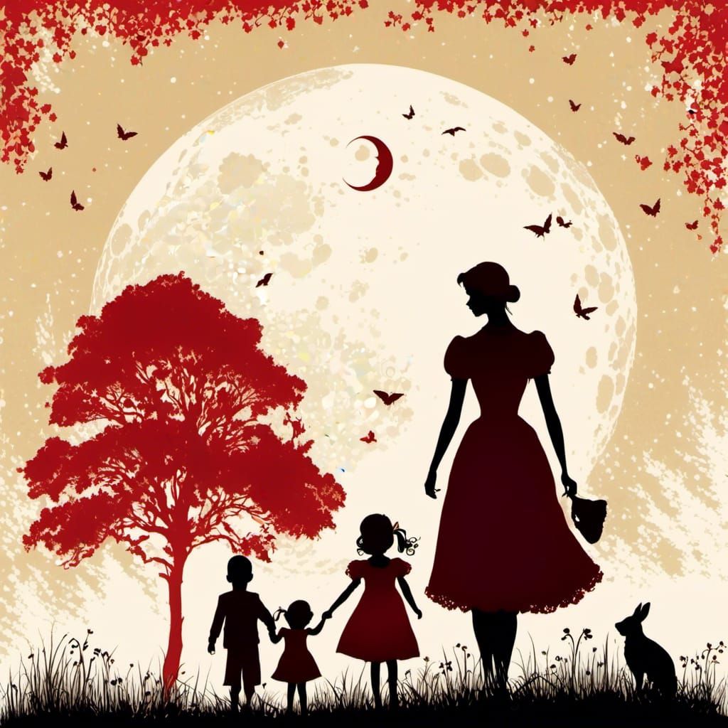 <lora:silhouette:1.0> family silhouette in a white format  w...