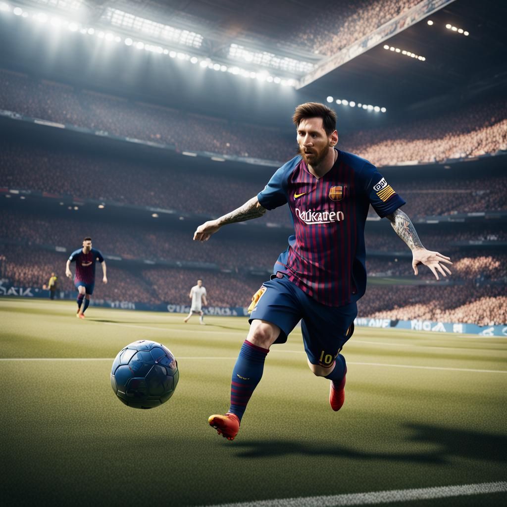 Lionel Messi Scores: Detailed Matte Painting