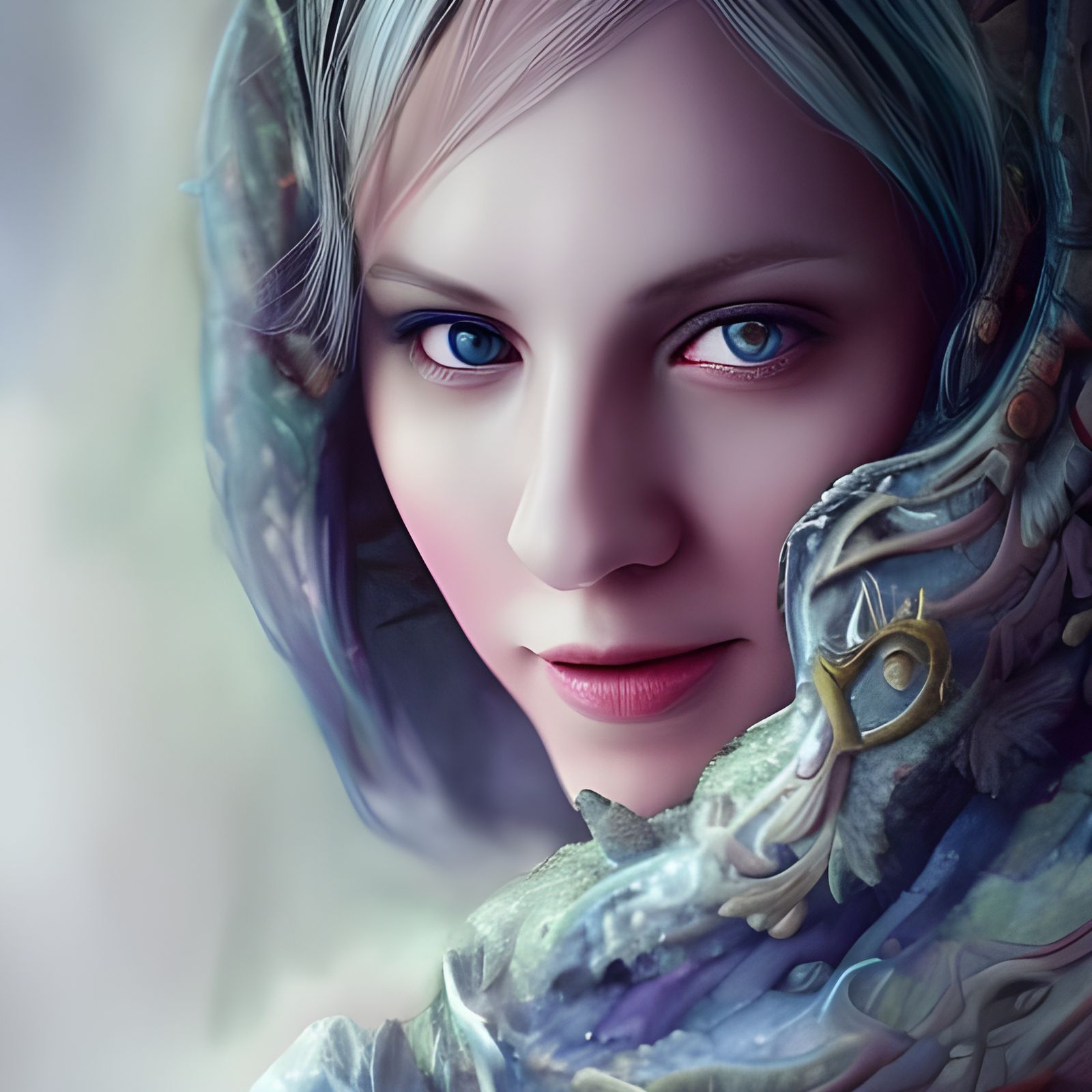 Hyperrealistic Watercolor Portrait of a Beautiful Woman