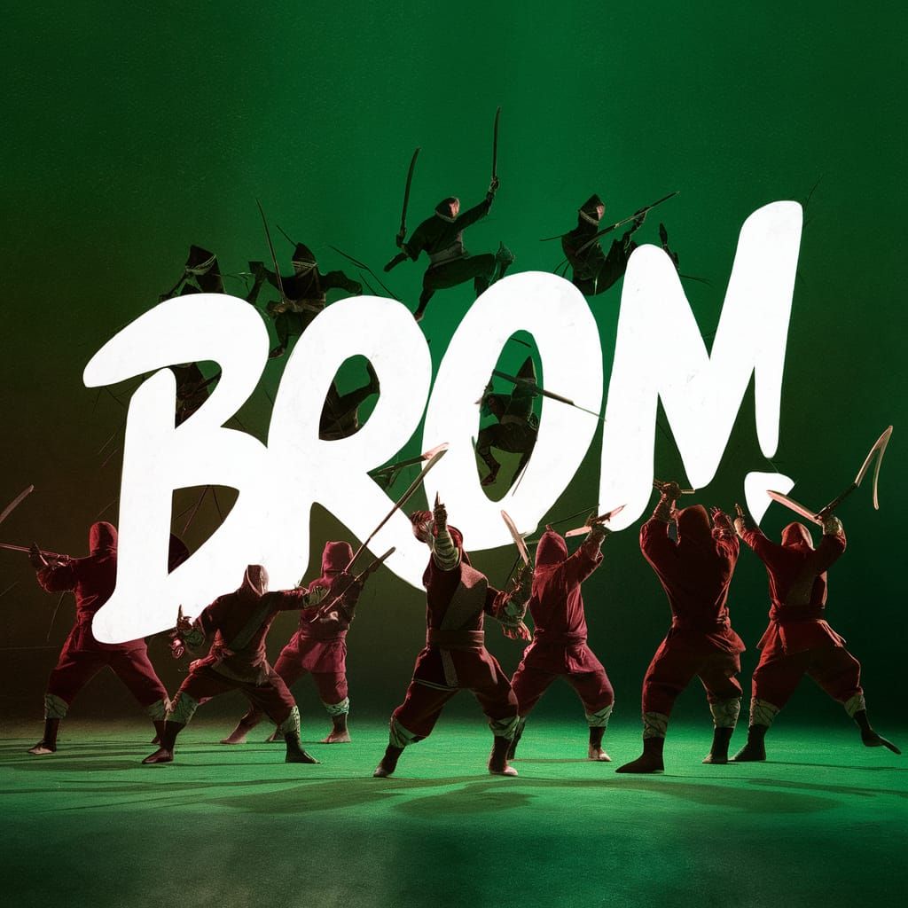 Ninjas Dancing with the Word BOOM