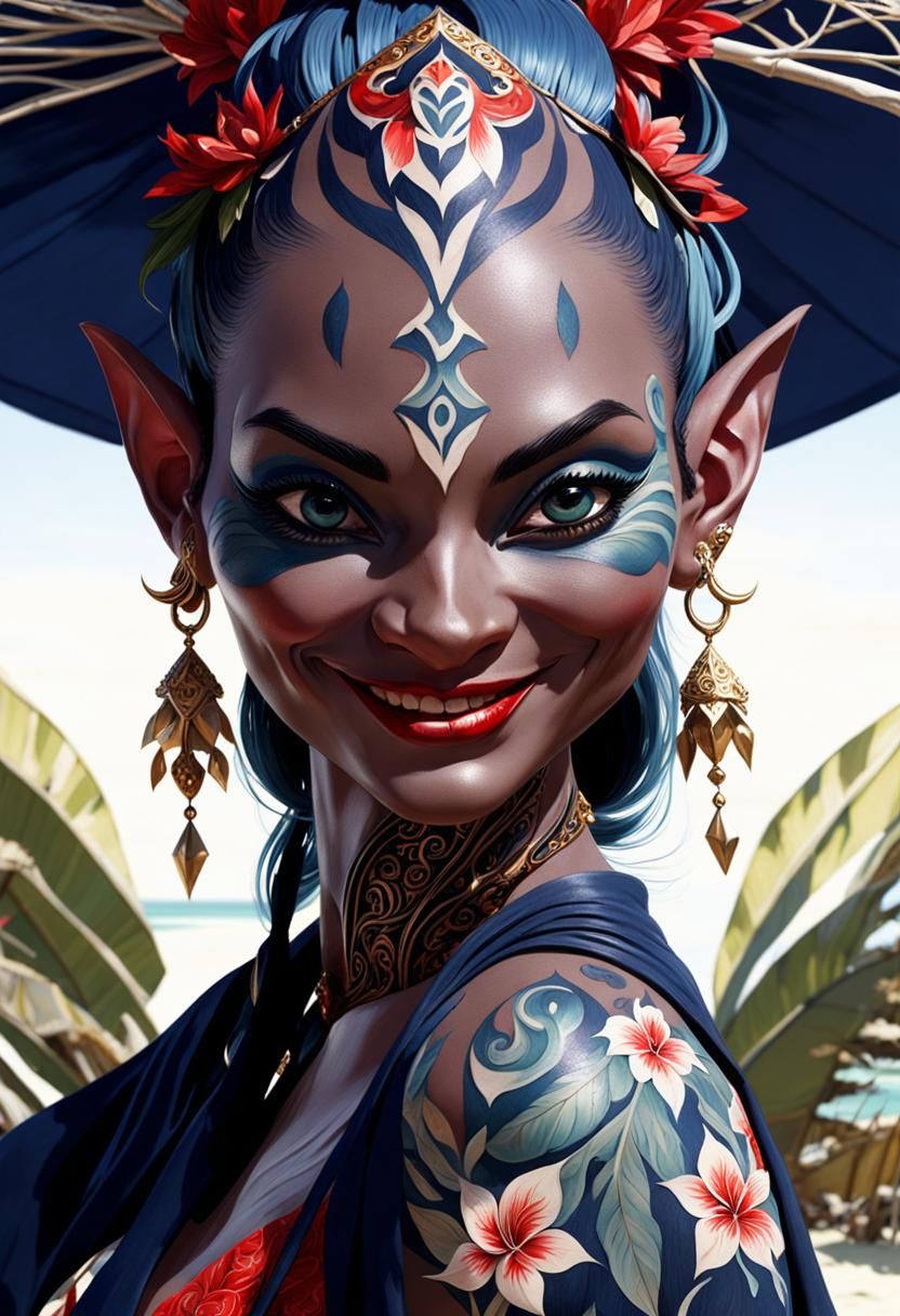 Smiling Maori Goblin with Baby Bump