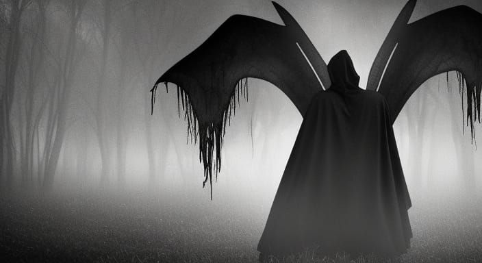 Eerie Winged Figures in a Mystical Fog