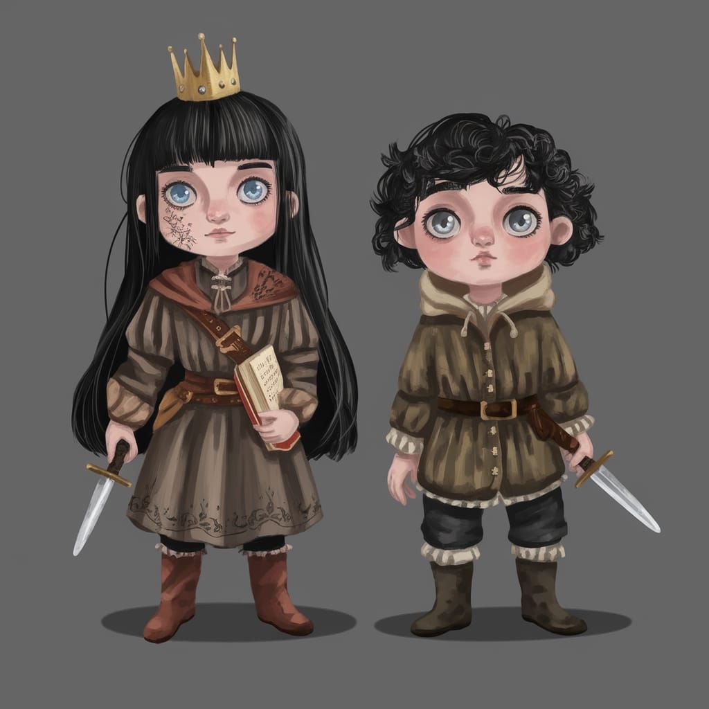 Medieval Girls in Contrasting Styles