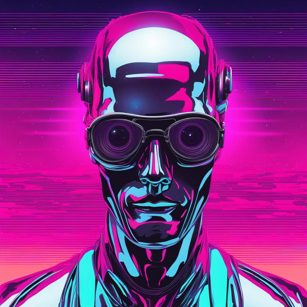 Warped Silver Soul in Synthwave Style