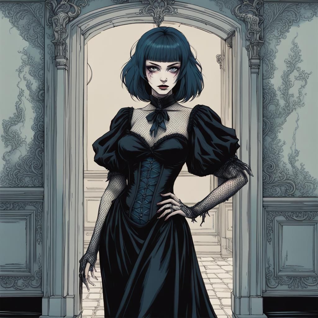 Morbid Gothic Enchantress Considers Cyborgs, Detailed Matte ...