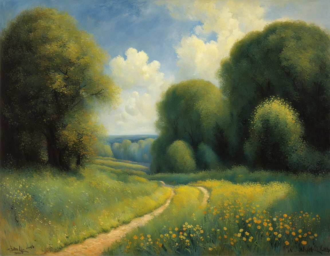 Impressionist Landscape with Surreal Elements