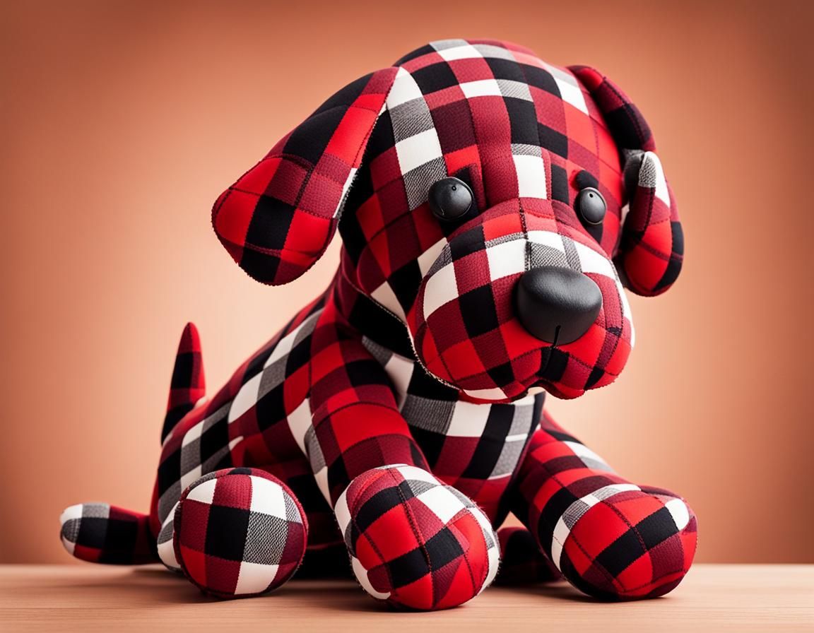 Checkered Fabric Dog: A Cuddly Rag Toy