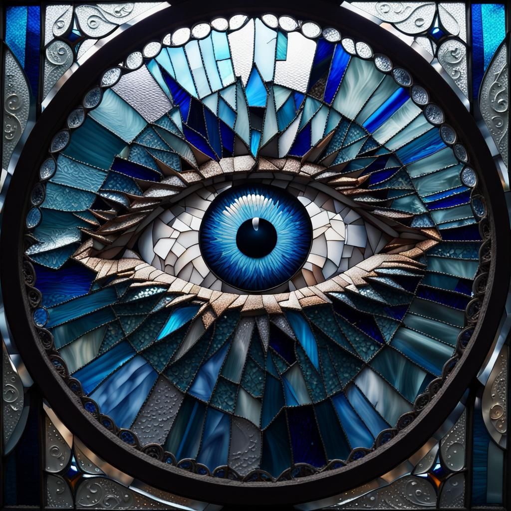 Blue Eye Stained Glass Dot Painting