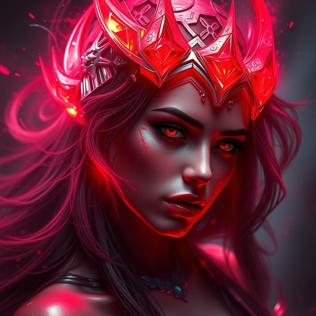 Surreal Goddess of Blood in Triadic Hues