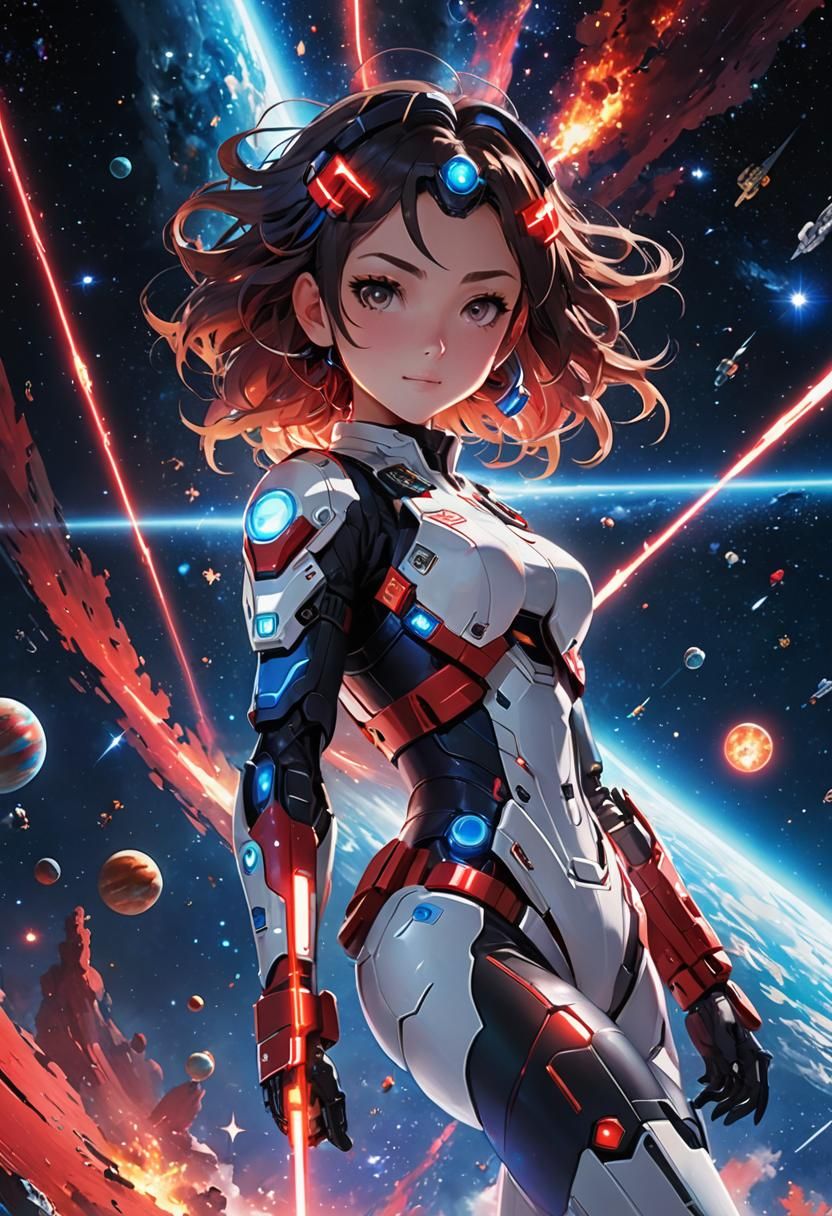 Anime Nintendo Switch Girl in Cosmic Scene