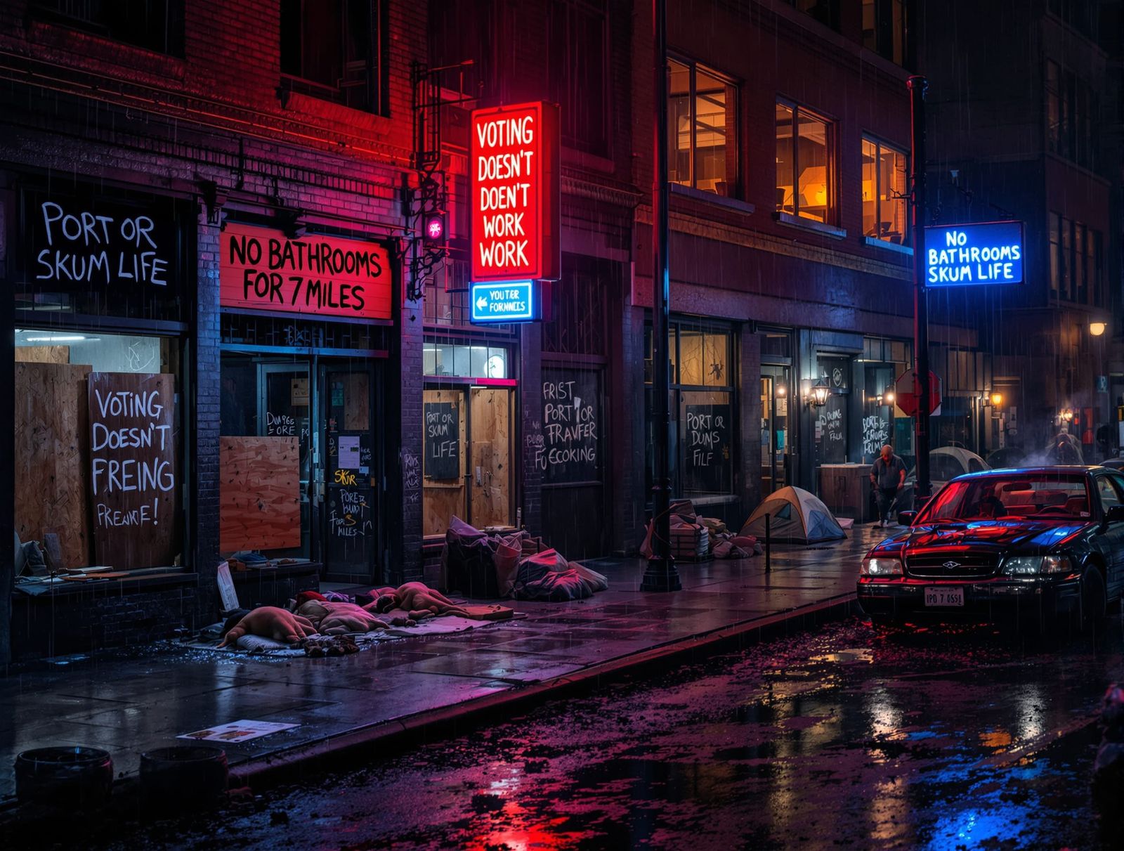 Portland's Gritty Streets Under Full Moon
