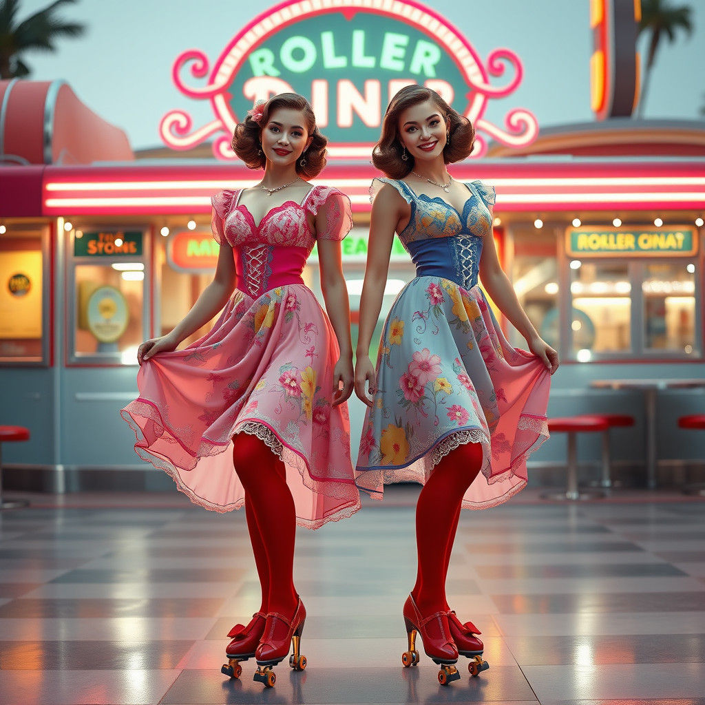 Retro Roller Diner: 60's Fashion in Art Nouveau Style