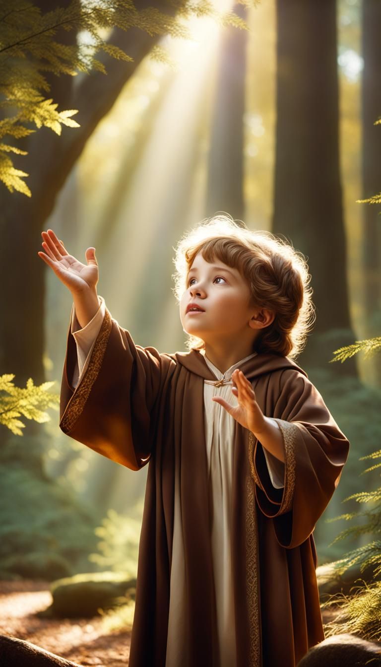 Ethereal Child in Sunlight: Renaissance-Inspired Portrait