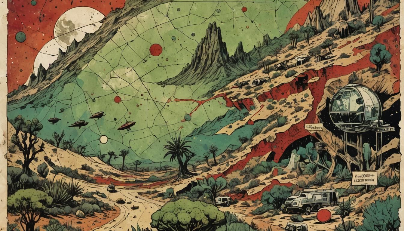 Retrofuturistic Comic Book Art of Ancient Mars